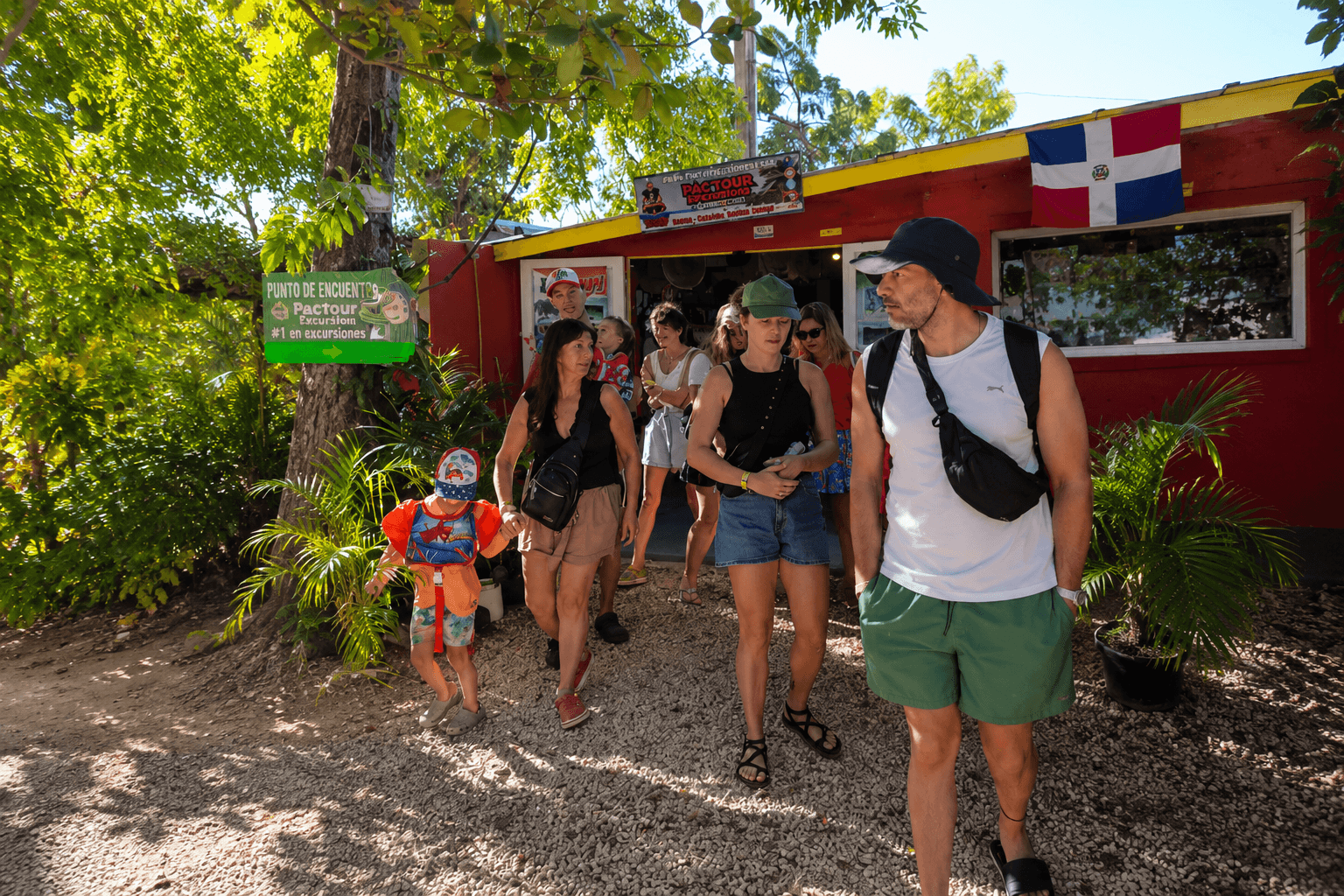 Guests arriving at the Pac Tour Excursions office in Los Melones, Bayahibe