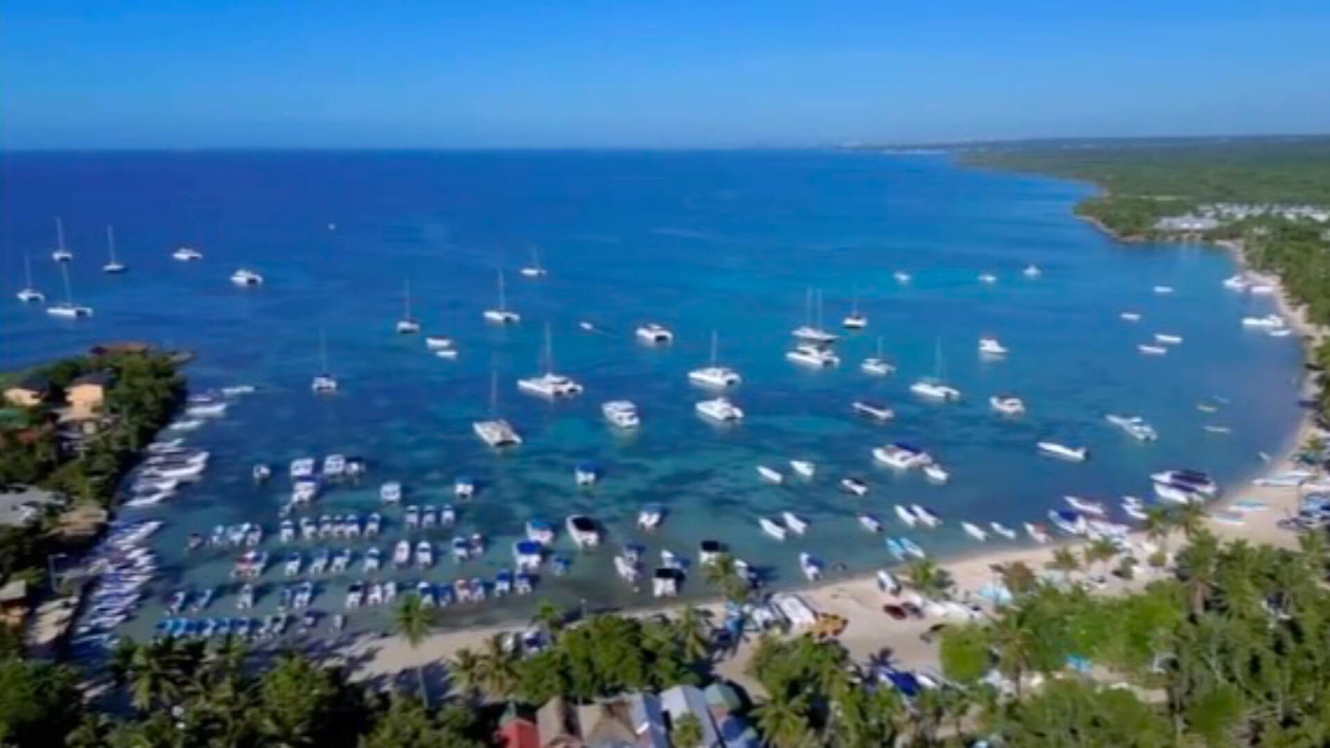 Aerial view of Bayahibe marina and Caribbean Sea